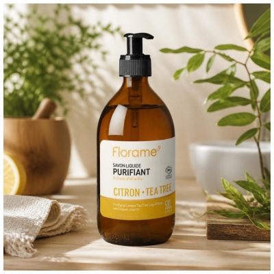 Florame Savon Liquide Purifiant Citron Arbre à Thé Biologique 500 ML