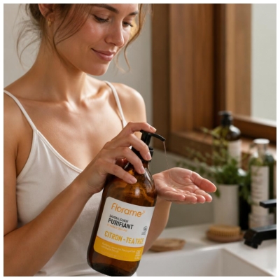 Florame Savon Liquide Purifiant Citron Arbre à Thé Biologique 500 ML