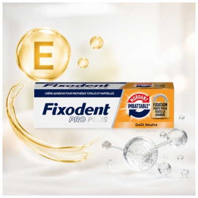 Fixodent Pro Plus Crème Adhésive Fixation Forte Goût Neutre 40 Grammes
