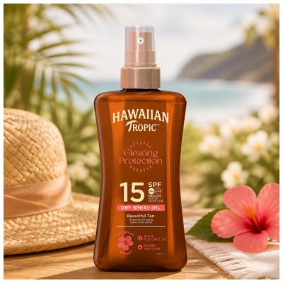 Hawaiian Tropic Glowing Protection Huile Sèche en Gel Corps SPF15 200 ML