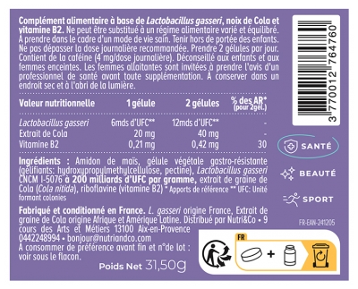 Nutri&Co Lactobacillus Gasseri et sa Noix de Cola 60 Unités