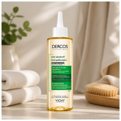 Vichy Dercos Shampoing Fluide Moussant Anti-Pelliculaire Cheveux Bouclés 200 ml