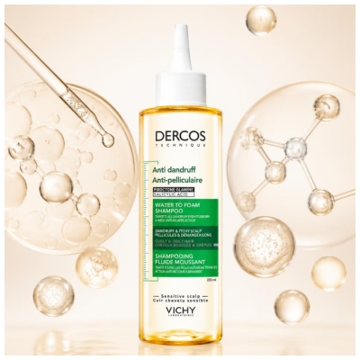 Vichy Dercos Shampoing Fluide Moussant Anti-Pelliculaire Cheveux Bouclés 200 ml