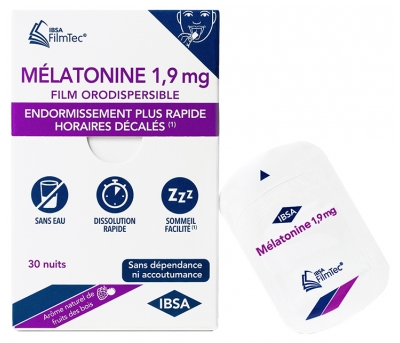 IBSA Mélatonine 1,9 mg Endormissement Plus Rapide 30 Films Orodispersibles 