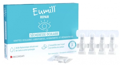 Eumill Repair Gouttes Lubrifiantes Sécheresse Oculaire 10 Unidoses de 0,5 ml