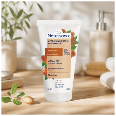 Natessance Après-Shampoing Nourrissant Argan Bio & Kératine Végétale 150 ml