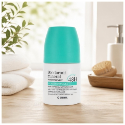 Stentil Déodorant Minéral pour Peaux Normales 48H Roll-On 50 ml