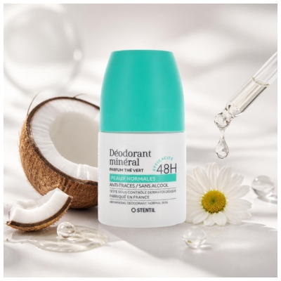 Stentil Déodorant Minéral pour Peaux Normales 48H Roll-On 50 ml