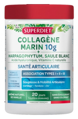 Superdiet Collagène Marin 10 g + Harpagophytum et Saule Blanc 220 Grammes
