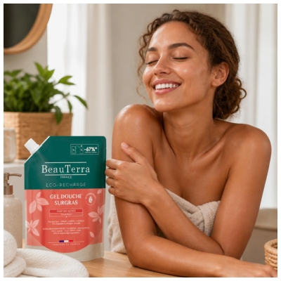 BeauTerra Gel Douche Surgras Monoï Éco Recharge 1 Litre