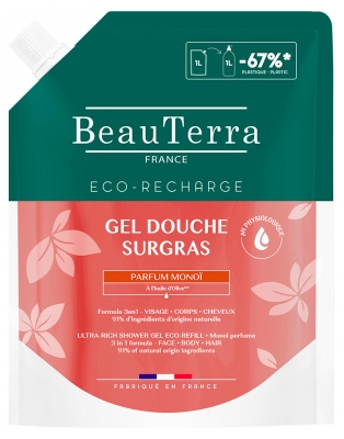 BeauTerra Gel Douche Surgras Monoï Éco Recharge 1 Litre