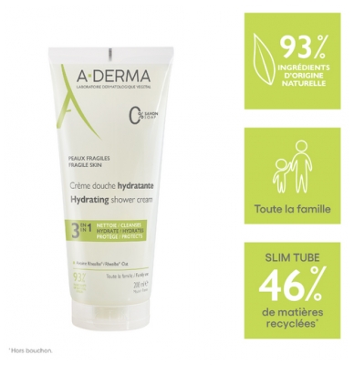 A-DERMA Crème Douche Hydratante 3en1 Peaux Fragiles 200 ml