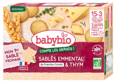 Babybio Sablés Thym & Emmental de 15 Mois à 3 Ans Bio 16 Sablés