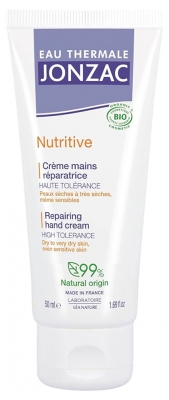 Eau Thermale Jonzac Nutritive Crème Mains Réparatrice Peaux Sèches à Très Sèches Bio 50 ml