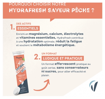 Vitavea Hydrafresh Hydratation & Énergie 20 Comprimés - Goût : Pêche