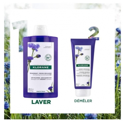 Klorane Shampoing Déjaunissant à la Centaurée Cheveux Gris Blonds 400 ml 