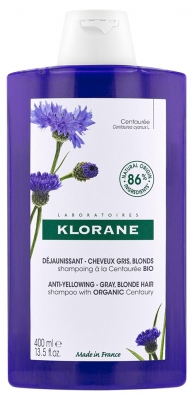 Klorane Shampoing Déjaunissant à la Centaurée Cheveux Gris Blonds 400 ml 