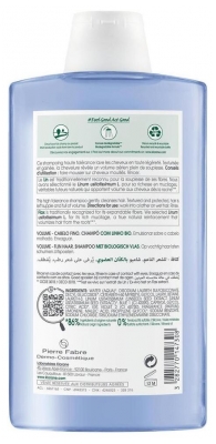 Klorane Lin Shampoing Volume Aux Fibres de Lin - Cheveux Fins 400 ml