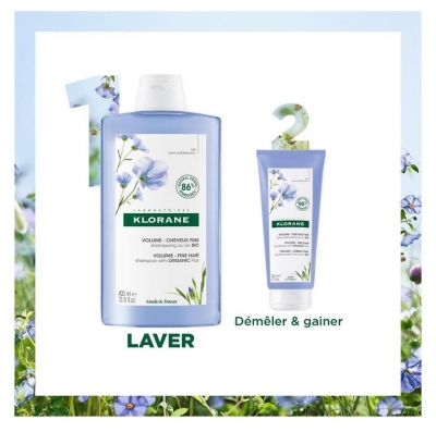 Klorane Lin Shampoing Volume Aux Fibres de Lin - Cheveux Fins 400 ml