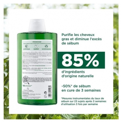 Klorane Shampoing Séboréducteur à l'Ortie - Cheveux Gras 400 ml