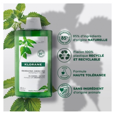 Klorane Shampoing Séboréducteur à l'Ortie - Cheveux Gras 400 ml
