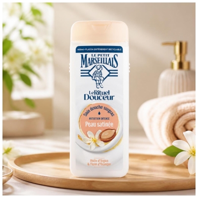 Le Petit Marseillais Soin Douche Surgras Peau Satinée Huile Argan & Fleur Oranger 400 ML