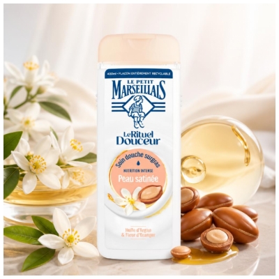 Le Petit Marseillais Soin Douche Surgras Peau Satinée Huile Argan & Fleur Oranger 400 ML