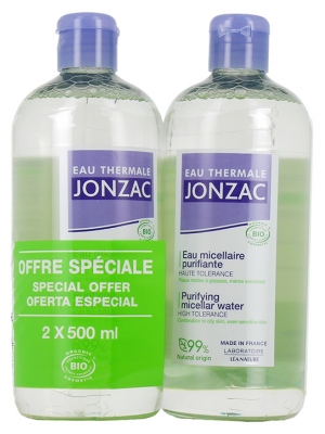 Eau Thermale Jonzac Pure Eau Micellaire Purifiante Peaux Mixtes à Grasses Bio Lot de 2 x 500 ml