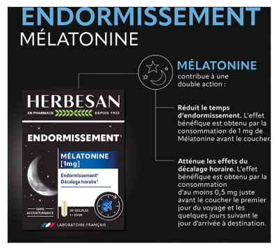 Herbesan Endormissement Mélatonine 1 mg 30 Unités