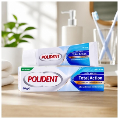 Polident Corega Total Action Crème Adhésive Prothèse Dentaire Goût Neutre 40 g