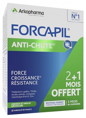 Arkopharma Forcapil Anti-Chute Cheveux et Ongles 2 Mois +1 Mois Offert