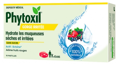 Sanofi Phytoxil Pastilles Gorge Irritée Fruits Rouges - Hydrate Les Muqueuses Sèches et Irritées - 16 Pastilles