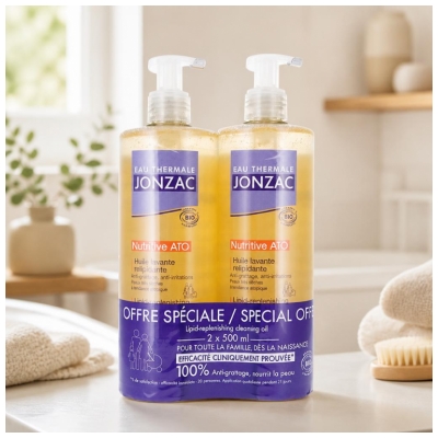 Eau Thermale Jonzac Nutritive ATO Huile Lavante Relipidante Biologique Lot 2 x 500 ML