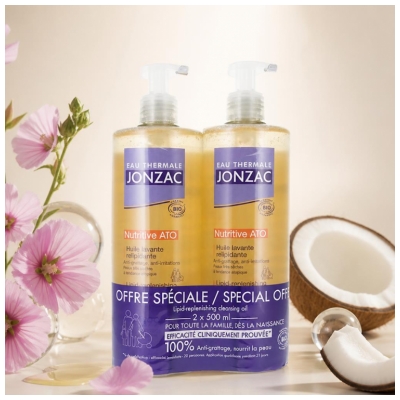 Eau Thermale Jonzac Nutritive ATO Huile Lavante Relipidante Biologique Lot 2 x 500 ML