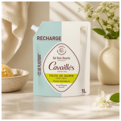 Cavaillès Gel Bain Douche Soleil de Jasmin Éco Recharge 1 Litre