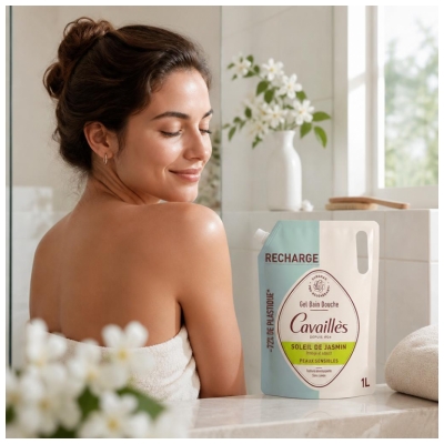 Cavaillès Gel Bain Douche Soleil de Jasmin Éco Recharge 1 Litre