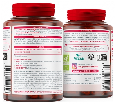 Superdiet Levure de Riz Rouge Bio 120 Unités
