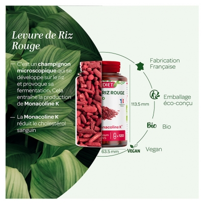 Superdiet Levure de Riz Rouge Bio 120 Unités