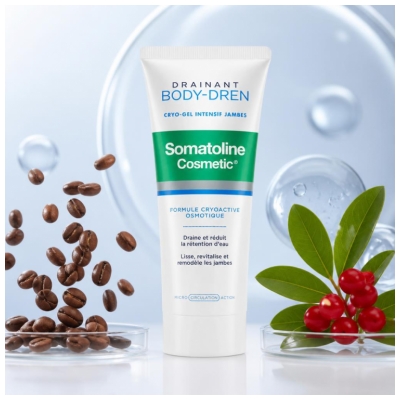 Somatoline Cosmetic Drainant Body-Dren Cryo-Gel Intensif Jambes Réduit la Rétention d'eau 200 ml 