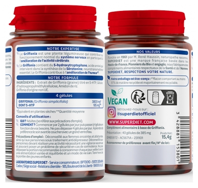 Superdiet Griffonia 185 mg de 5-HTP 40 Unités