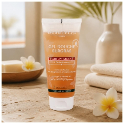 BeauTerra Gel Douche Surgras 2en1 Parfum Monoï 100 ml