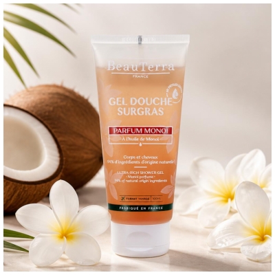 BeauTerra Gel Douche Surgras 2en1 Parfum Monoï 100 ml