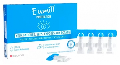 Eumill Protection Gouttes Lubrifiantes Yeux Fatigués & Secs 10 Unidoses de 0,5 ml