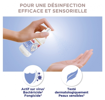 Baccide Spray Anti-Viral Désinfactant Mains et Surfaces Fleur de Coton Peaux Sensibles 100 ml