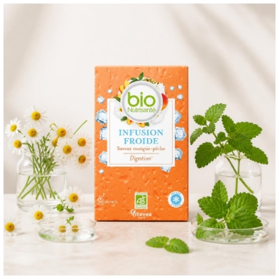 Vitavea Infusion Froide Digestion Mangue-Pêche Bio 20 Sachets 