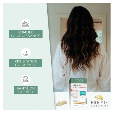 Biocyte Keratine Forte 900 mg Boost Croissance & Force du Cheveu 180 Gélules