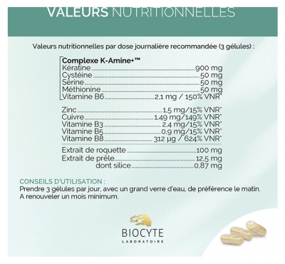 Biocyte Keratine Forte 900 mg Boost Croissance & Force du Cheveu 180 Gélules