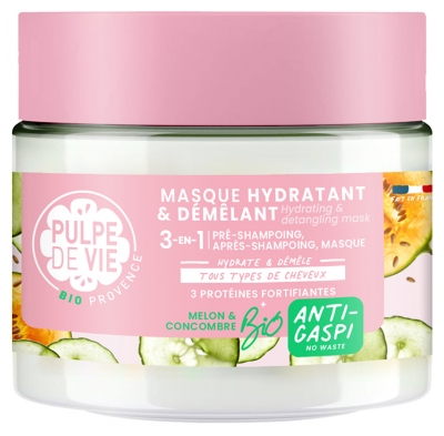 Pulpe de Vie Masque Capillaire Melon Hydratant et Démêlant 3en1 Bio 300 ml