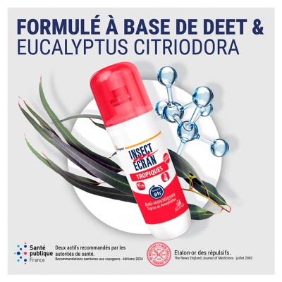Insect Ecran Anti-Moustiques Spray Répulsif Jusqu'à 8H Peau Spécial Tropiques Lot de 2 x 75 ml