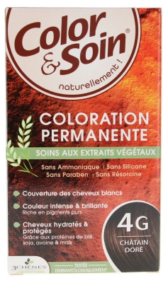 Les 3 Chênes Color & Soin Coloration Permanente Extraits Végétaux Sans Ammoniaque - Coloration : Châtain Doré : 4G